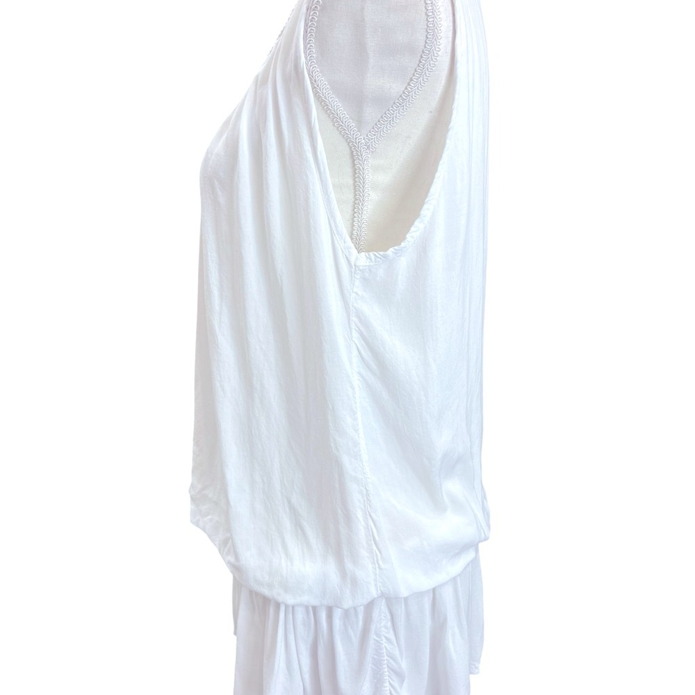 Franco Ferri Made in Italy Cotton Silk White Boho Mini Dress Tunic M - Picture 6 of 11